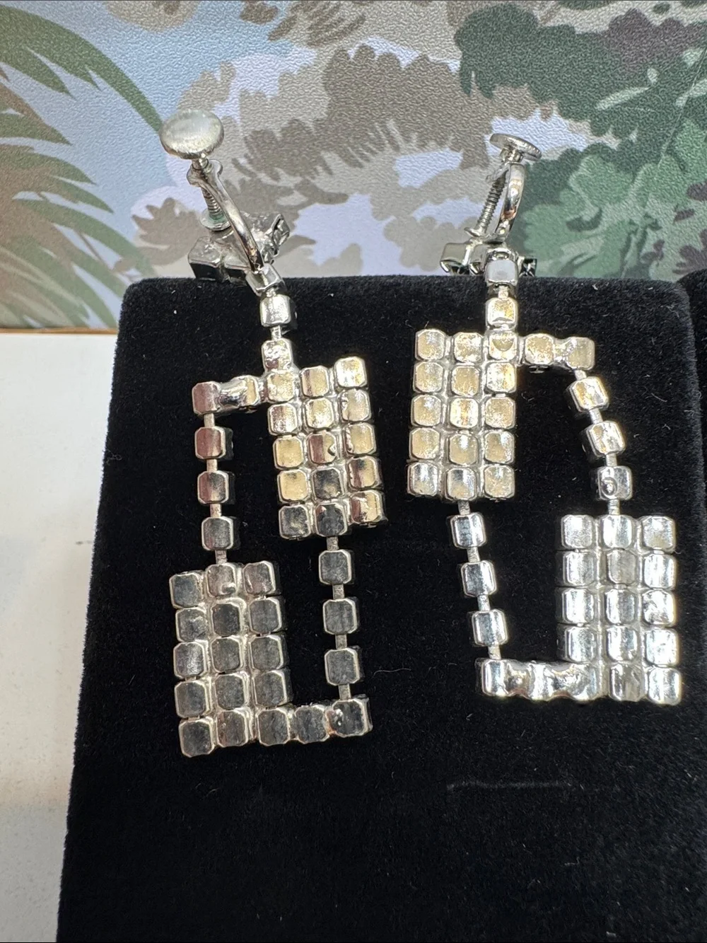 Set of 2 Crystal Vintage  Statement Drop Earrings -  Rhinestone 1950s-60s